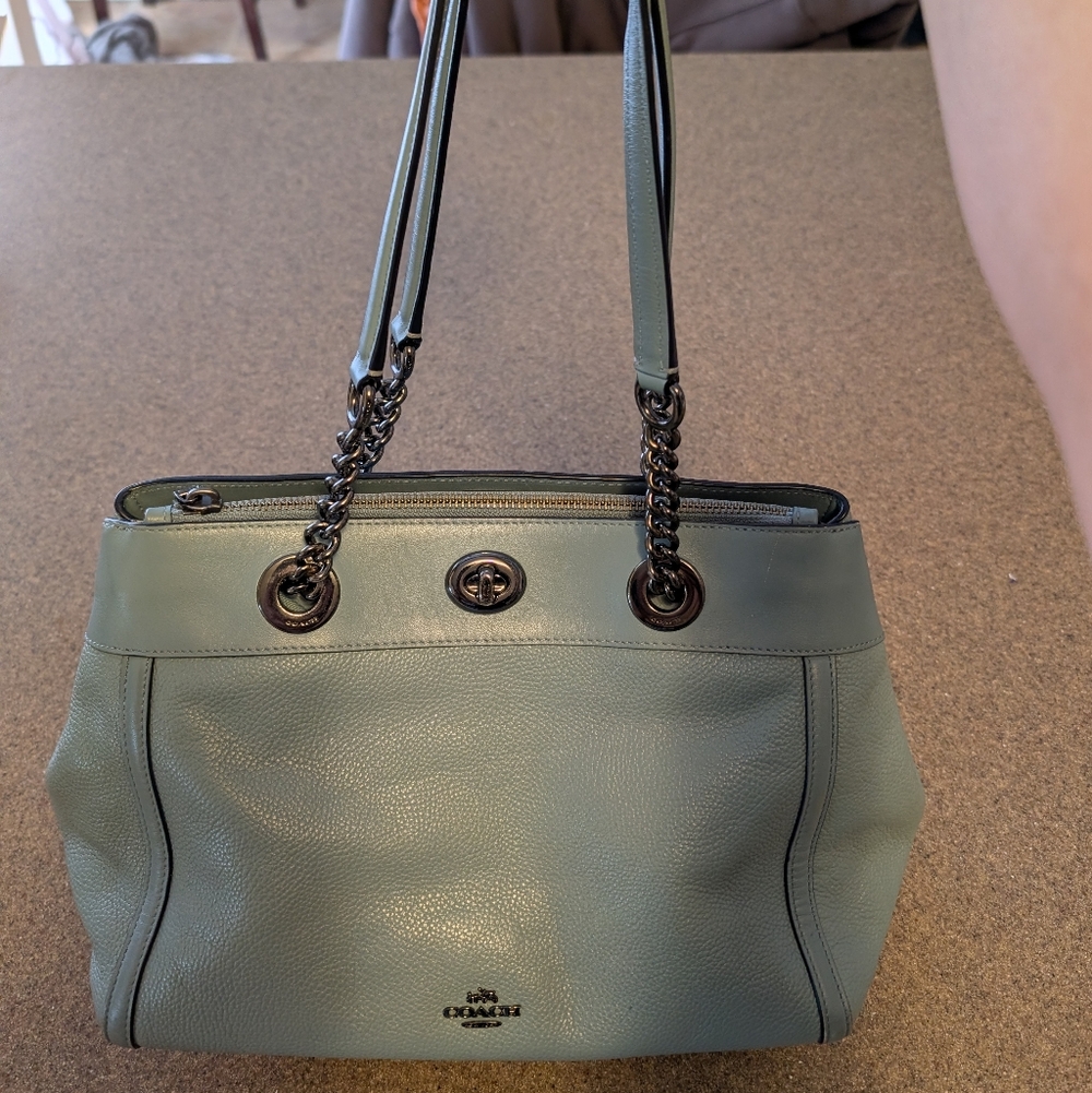 Coach Sage Green Leather Shoulder Bag